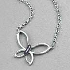 Tanzanite Butterfly Pendant 0.08 Carats Sterling Silver