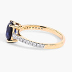 Blue Sapphire Ring With Diamonds 2.16 Carats 18K Yellow Gold