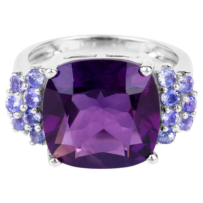Amethyst Ring With Tanzanite 6.32 Carats Sterling Silver