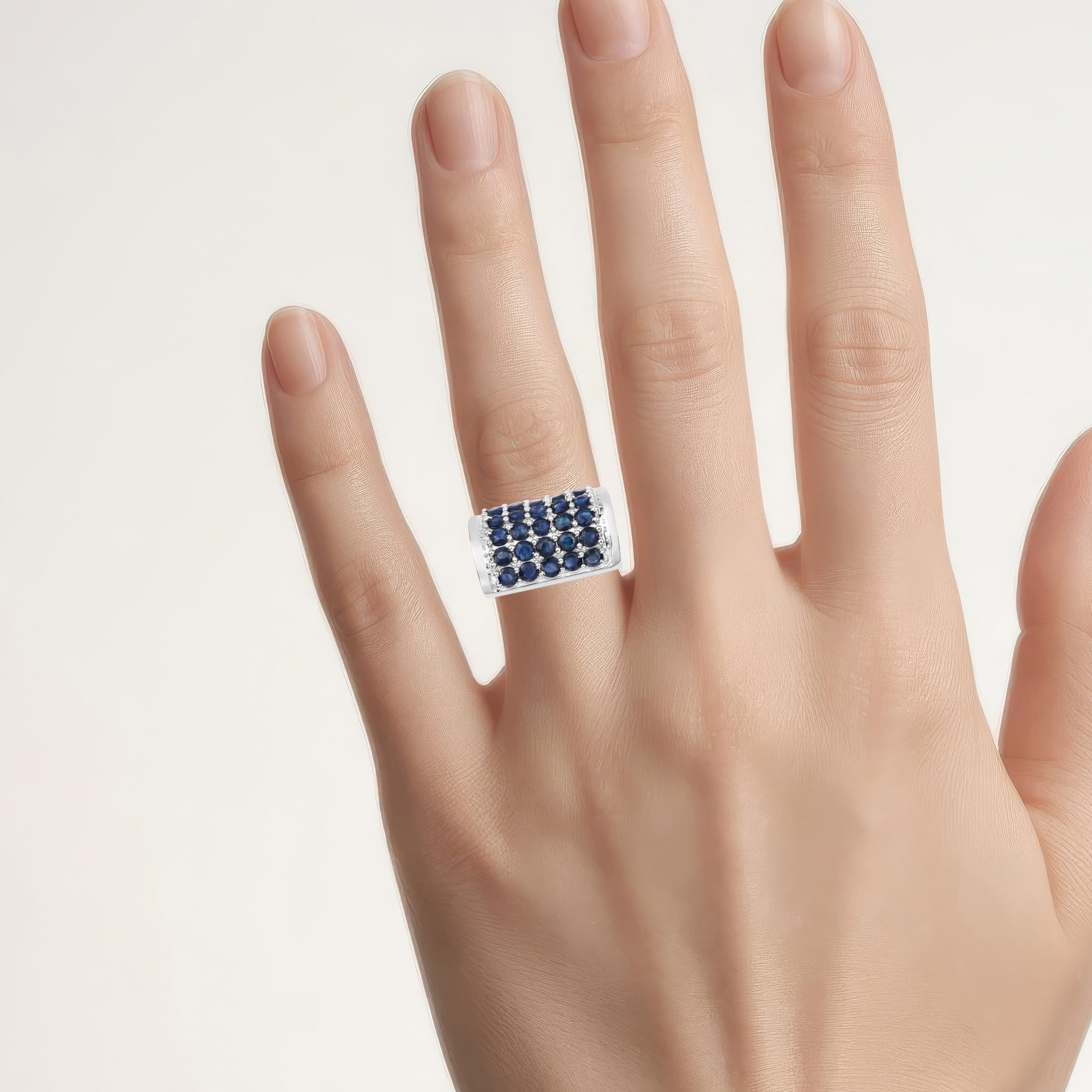 Blue Sapphire Ring 2.74 Carats Sterling Silver