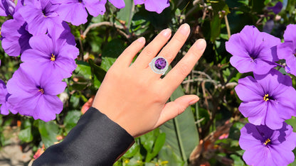 Amethyst Cocktail Ring White Topaz 8.45 Carats