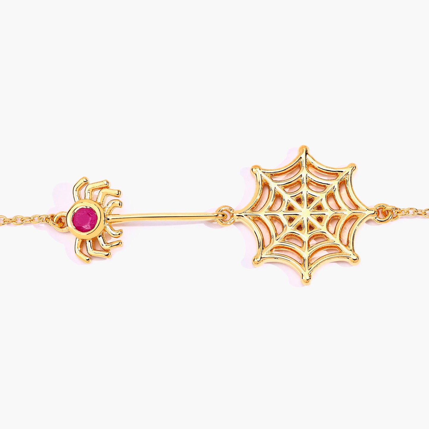 Ruby Spider Bracelet 0.12 Carats Gold Plated Silver