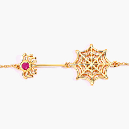 Ruby Spider Bracelet 0.12 Carats Gold Plated Silver