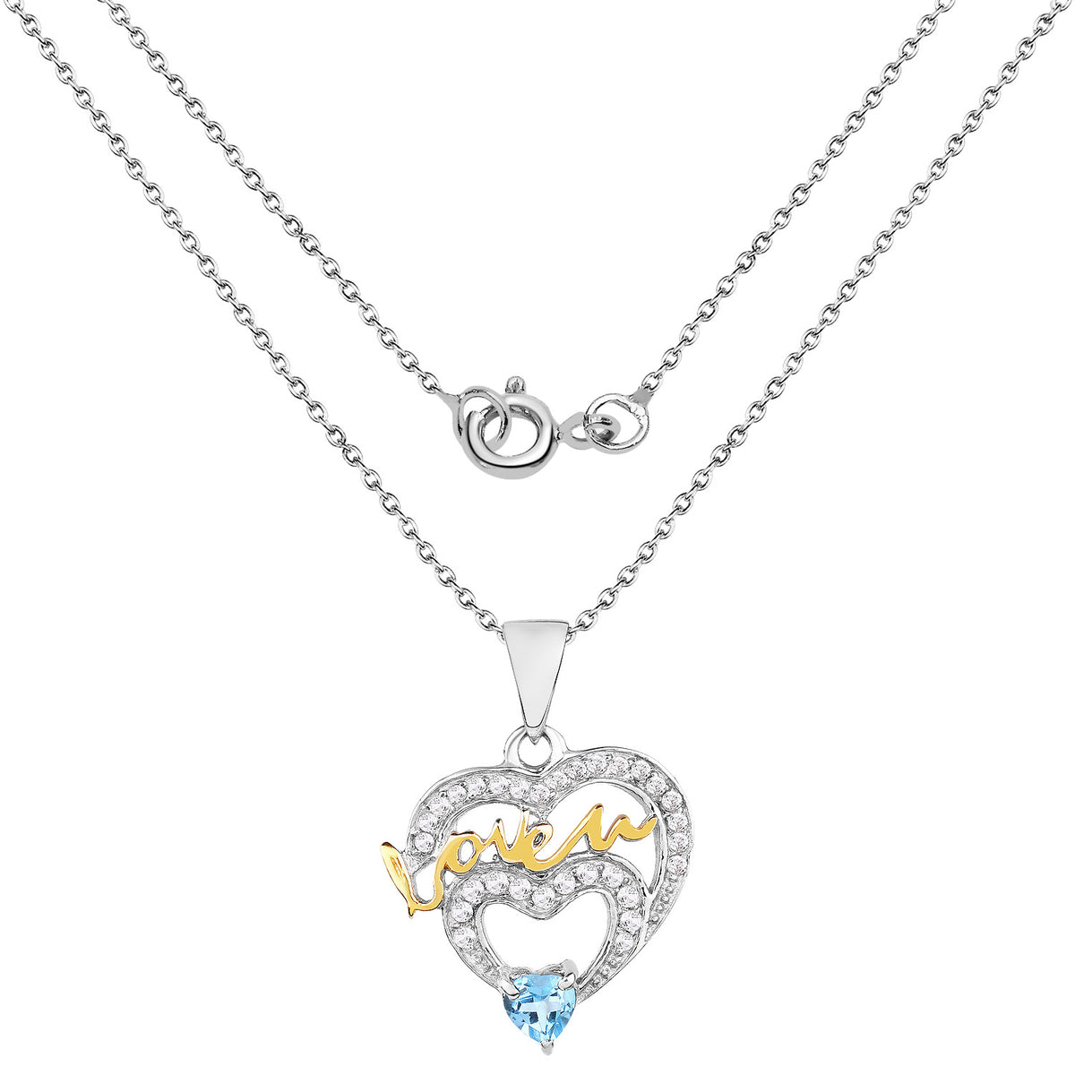 Multicolor Topaz Heart Pendant 0.39 Carats Sterling Silver