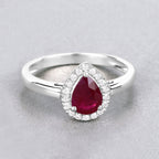 Ruby Ring With Diamonds 0.98 Carats 14K White Gold