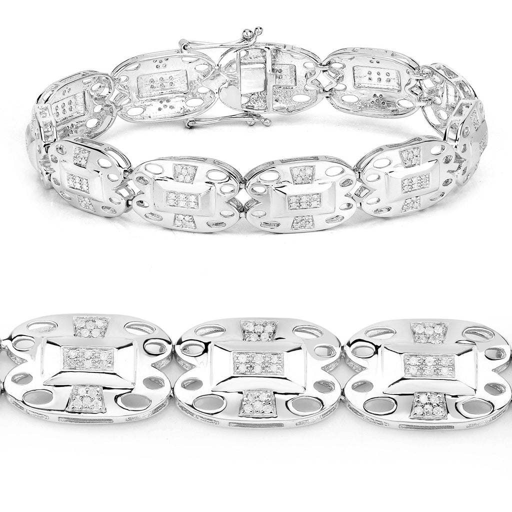White Diamond Bracelet 14K White Gold Plated Sterling Silver
