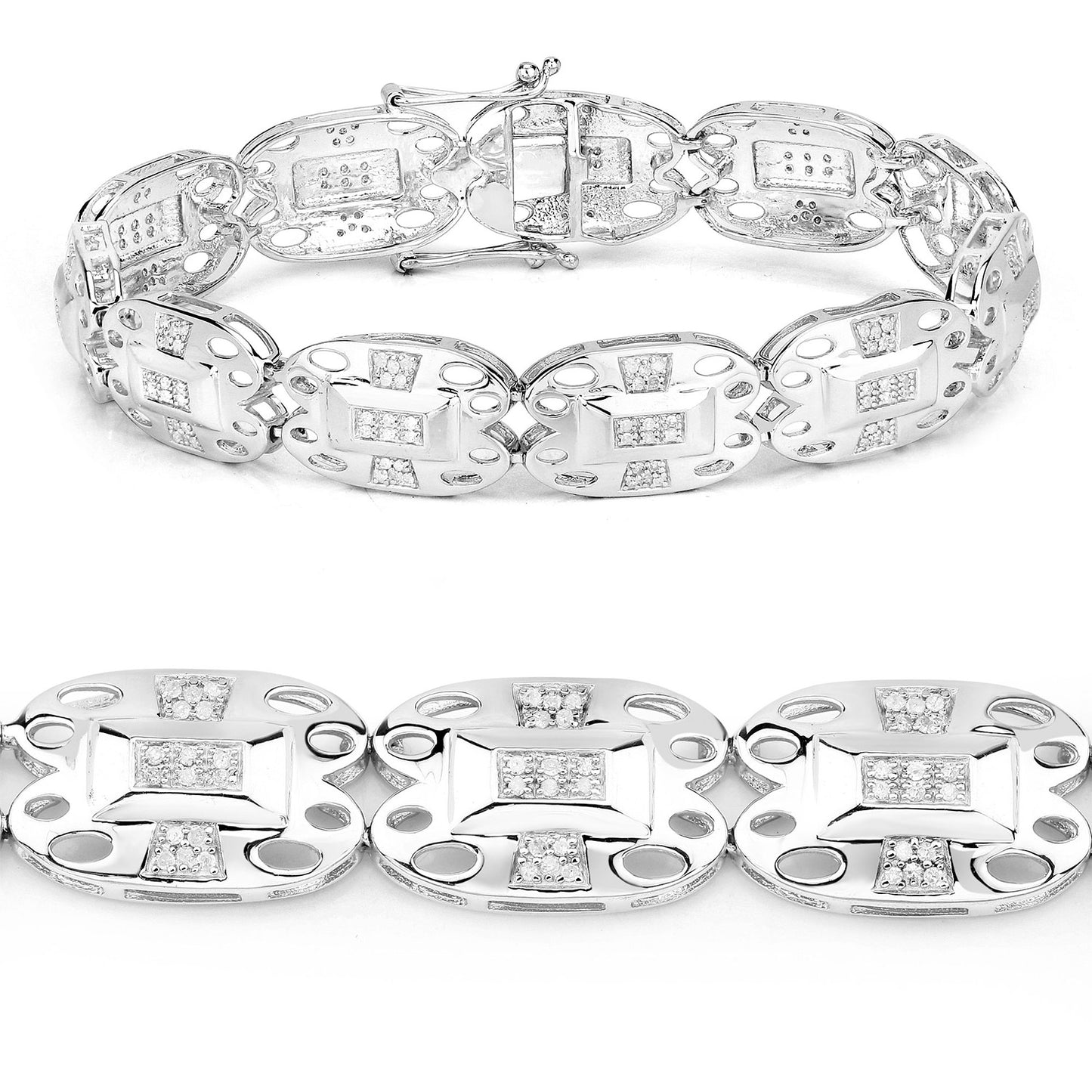White Diamond Bracelet 14K White Gold Plated Sterling Silver