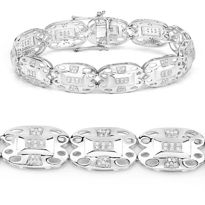 White Diamond Bracelet 14K White Gold Plated Sterling Silver