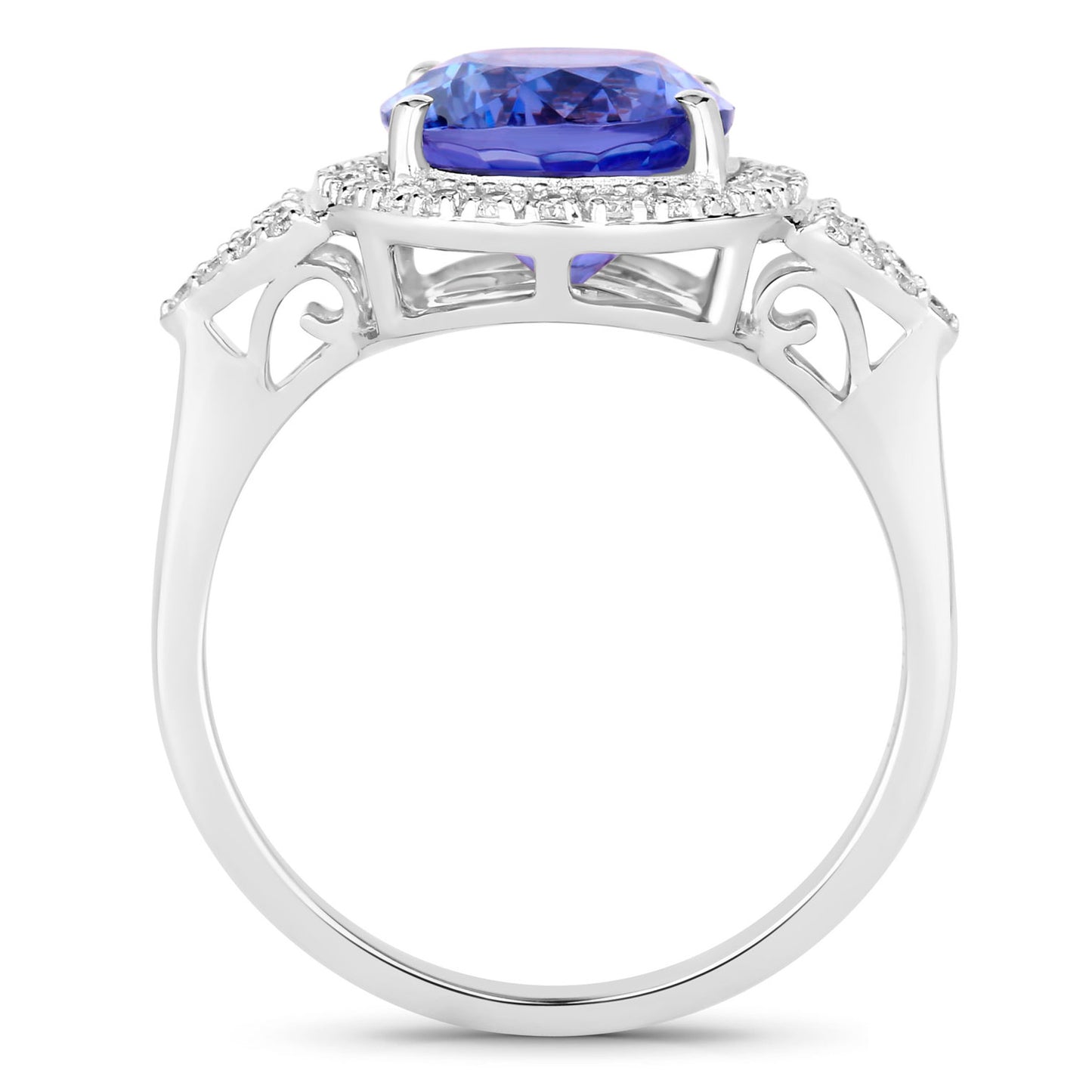 Tanzanite Ring Diamonds 3.96 Carats 14K White Gold