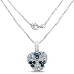 Blue Sapphire Flower Pendant With Aquamarine 2.66 Carats Sterling Silver