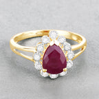 Ruby Ring With Diamonds 1.28 Carats 14K Yellow Gold
