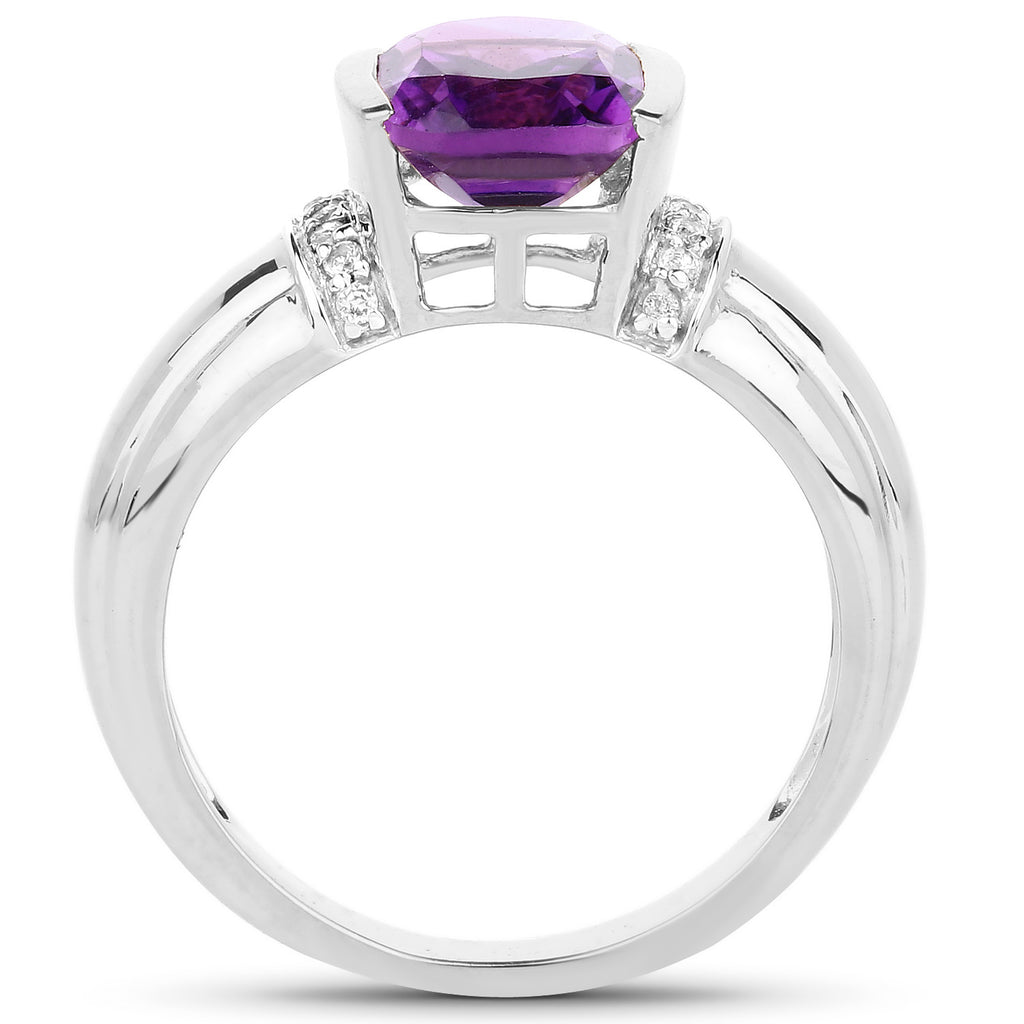 Amethyst Ring With White Topaz 1.5 Carats Sterling Silver