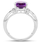 Amethyst Ring With White Topaz 1.5 Carats Sterling Silver