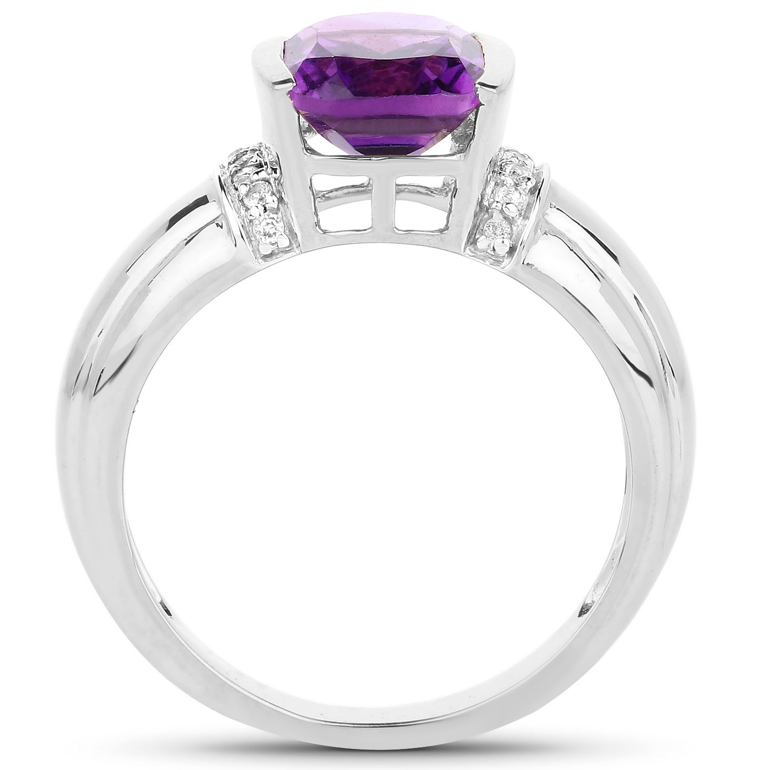 Amethyst Ring With White Topaz 1.5 Carats Sterling Silver