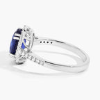 Blue Sapphire Ring With Diamonds 3.06 Carats 18K White Gold