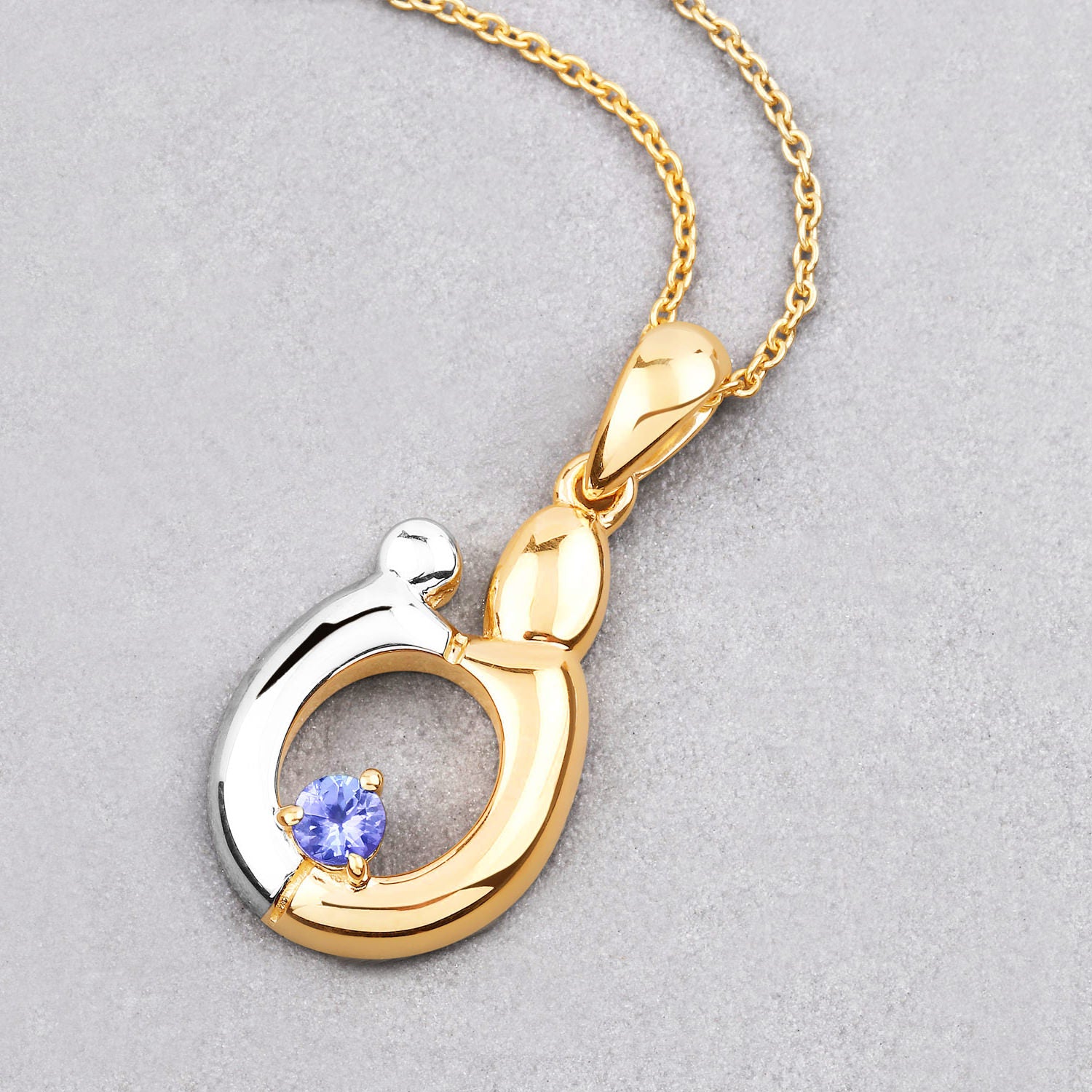 Tanzanite Mom Pendant 0.18 Carats Gold Plated Silver