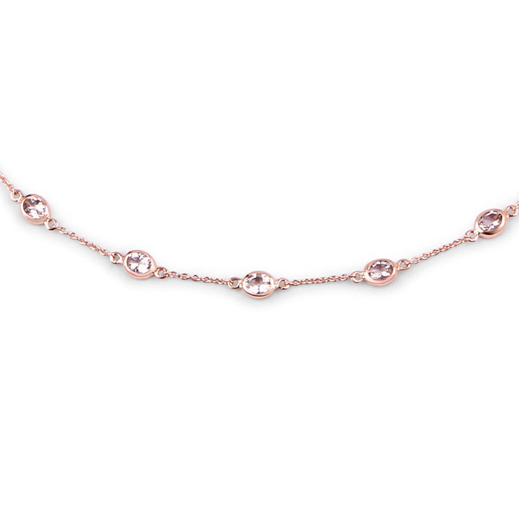 Morganite Necklace 4.48 Carats Gold Plated Silver