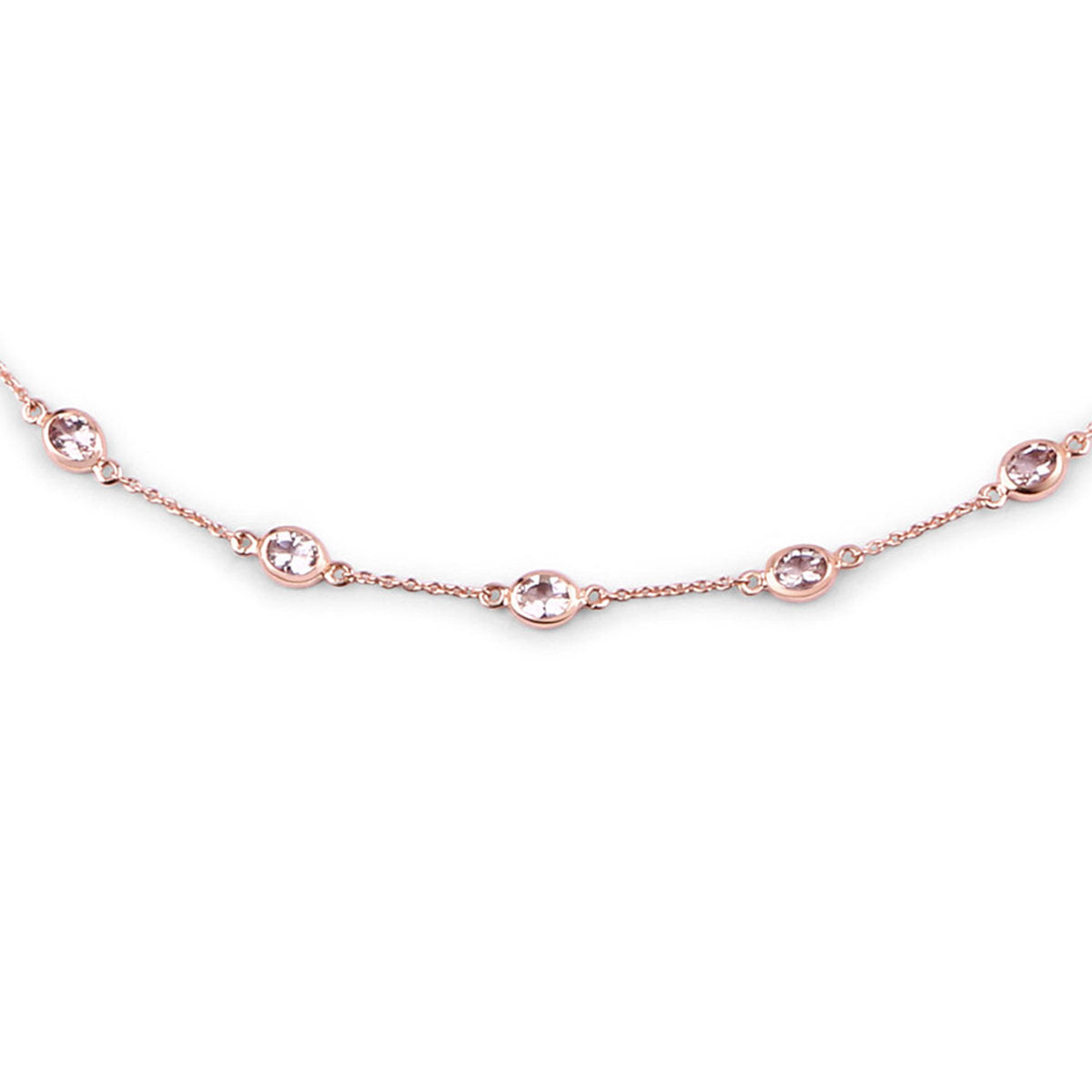 Morganite Necklace 4.48 Carats Gold Plated Silver