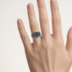 Blue Diamond Ring With White Diamonds 0.8 Carats Sterling Silver