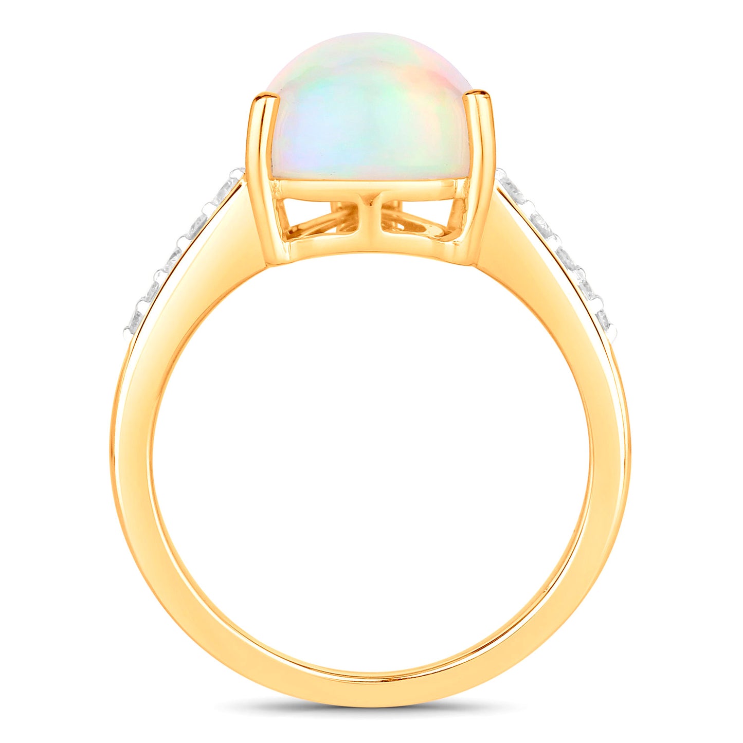 Natural Opal Cocktail Ring Diamond Setting 4.26 Carats 14K Yellow Gold