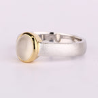 White Moonstone Ring 1.30 Carats Gold Plated Silver