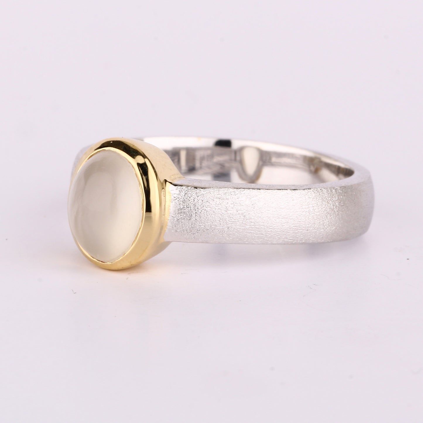 White Moonstone Ring 1.30 Carats Gold Plated Silver
