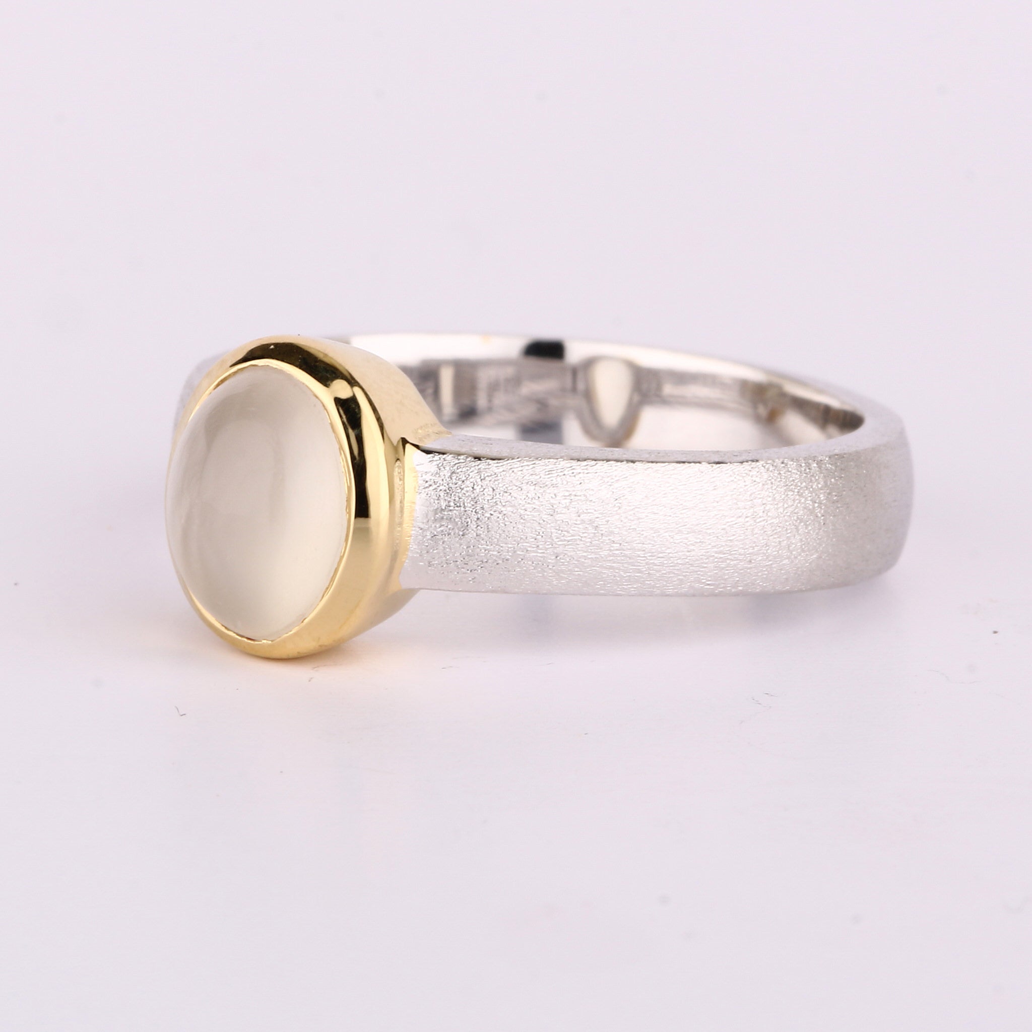 White Moonstone Ring 1.30 Carats Gold Plated Silver