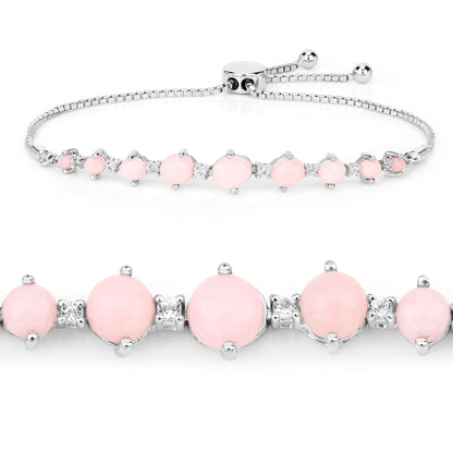 Pink Opal Bracelet With White Topaz 5.3 Carats Sterling Silver