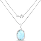 Larimar Pendant With White Topaz 13.5 Carats Sterling Silver