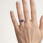 Amethyst Ring With Black Diamonds 3.18 Carats Sterling Silver