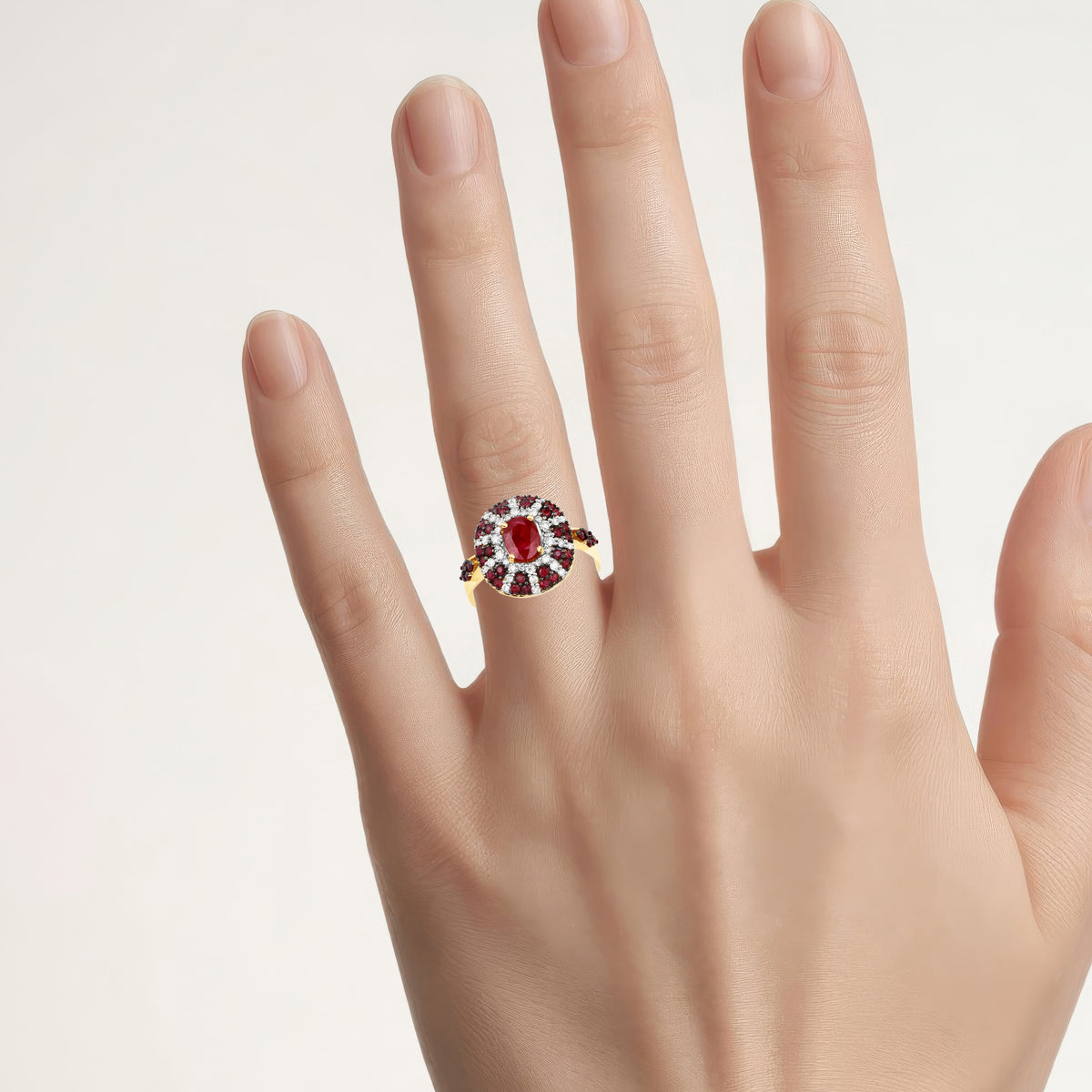 Ruby Ring With Diamonds 1.83 Carats 14K Yellow Gold