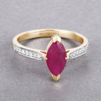 Ruby Ring With Diamonds 1.49 Carats 14K Yellow Gold