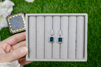 London Blue Topaz Dangle Earrings Diamonds 7.95 Carats Sterling Silver