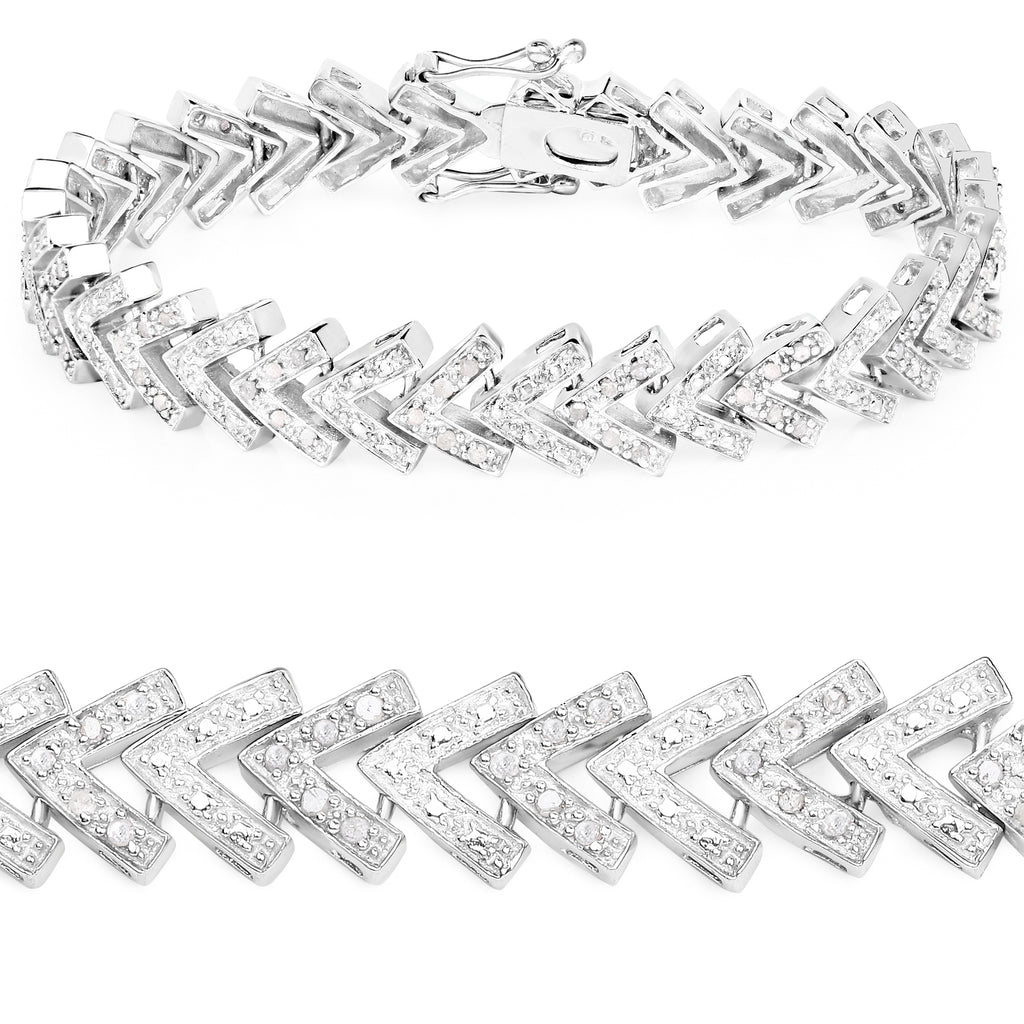 Diamond Tennis Bracelet 0.88 Carats Sterling Silver