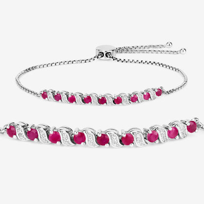 Ruby Bracelet With White Topaz 1.22 Carats Sterling Silver