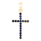 Natural Blue Sapphire Cross Pendant 0.58 Carats 14K Yellow Gold