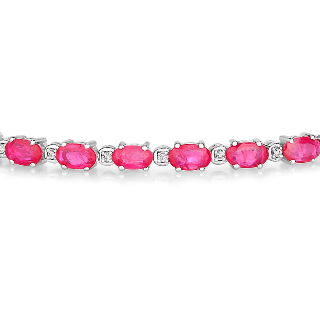 Ruby Bracelet With Diamonds 5.8 Carats 14K White Gold