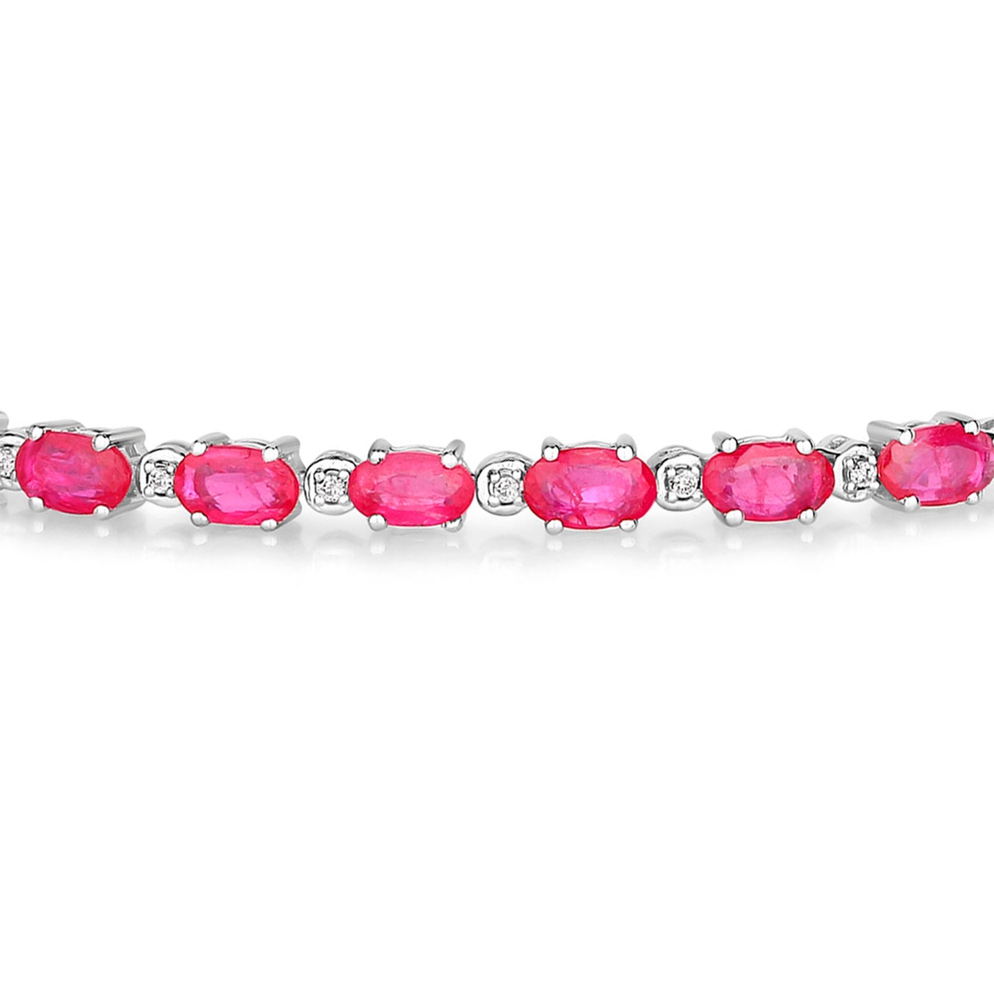 Ruby Bracelet With Diamonds 5.8 Carats 14K White Gold