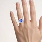 Tanzanite Ring With Diamonds 4.52 Carats 14K White Gold