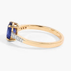 Blue Sapphire Ring With Diamonds 1.18 Carats 18K Yellow Gold