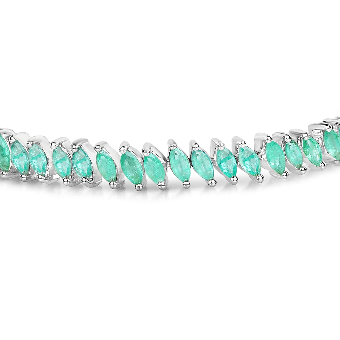 Emerald Bracelet Marquise Cut 6.8 Carats Sterling Silver