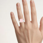 Rose Quartz Ring With White Topaz 5.7 Carats Sterling Silver