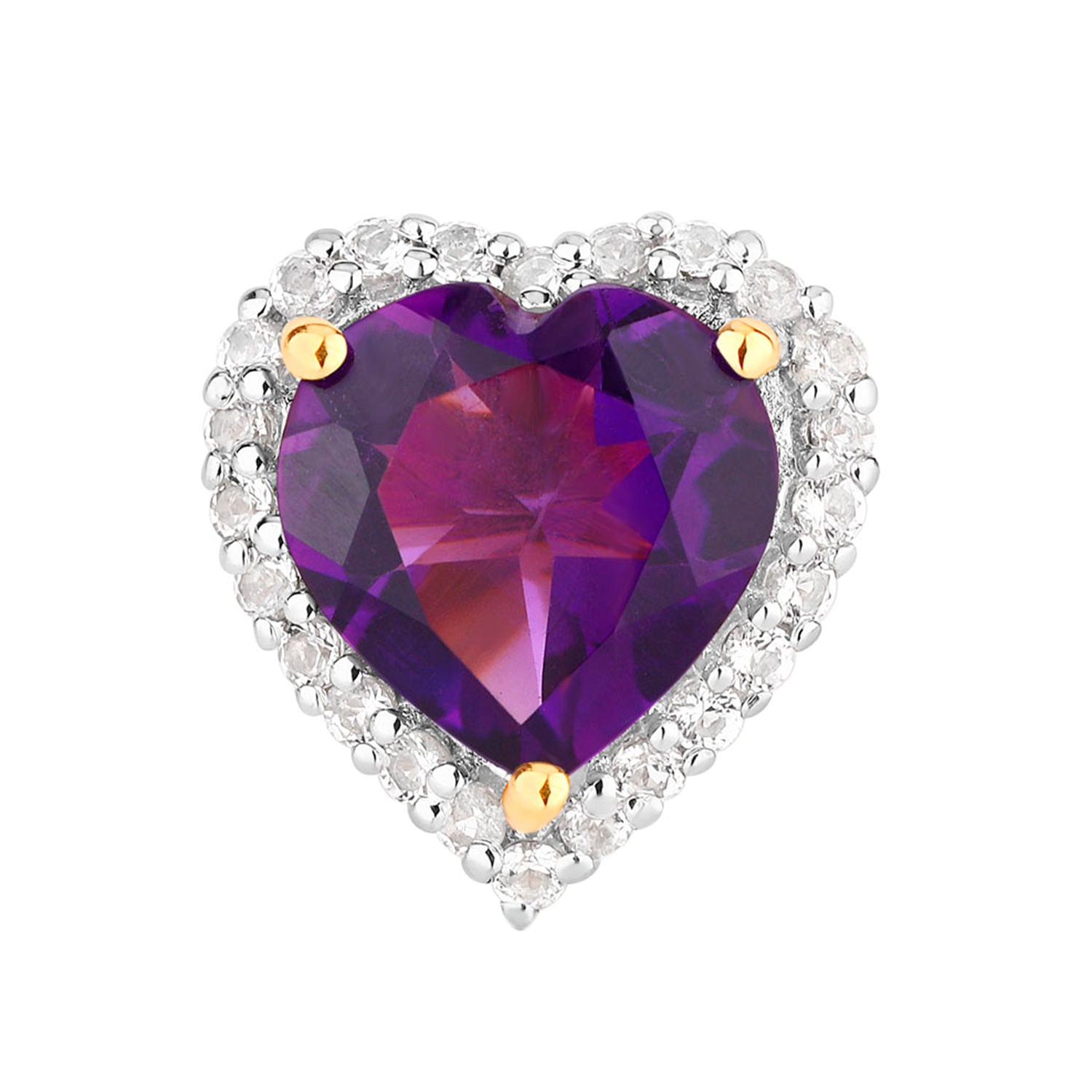 Amethyst Earrings White Topaz 3.46 Carats 18K Yellow Gold Plated Silver