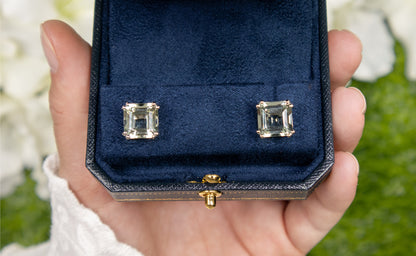 Green Amethyst Earrings 8.98 Carats Sterling Silver