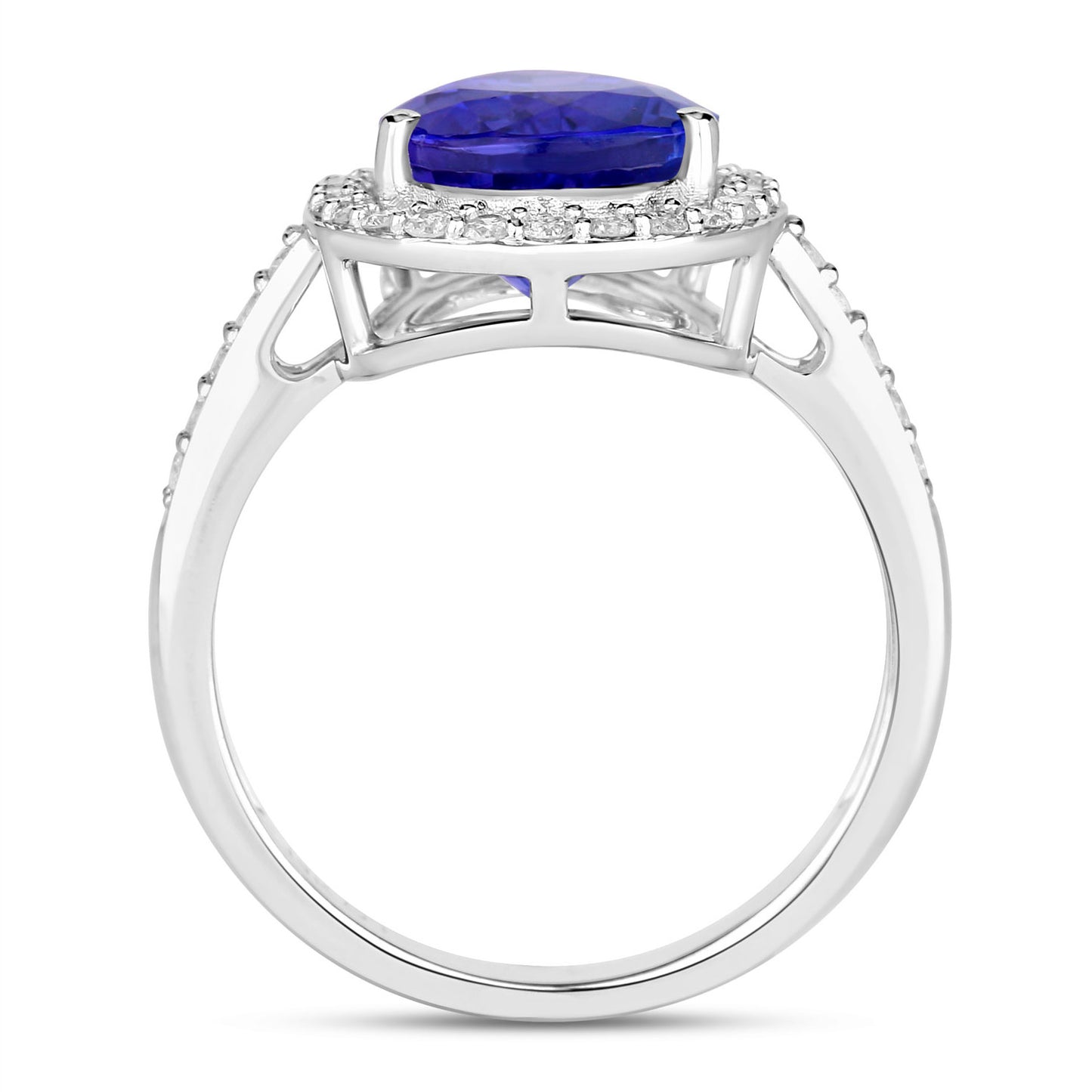 Tanzanite Ring Diamonds 4.42 Carats 14K White Gold