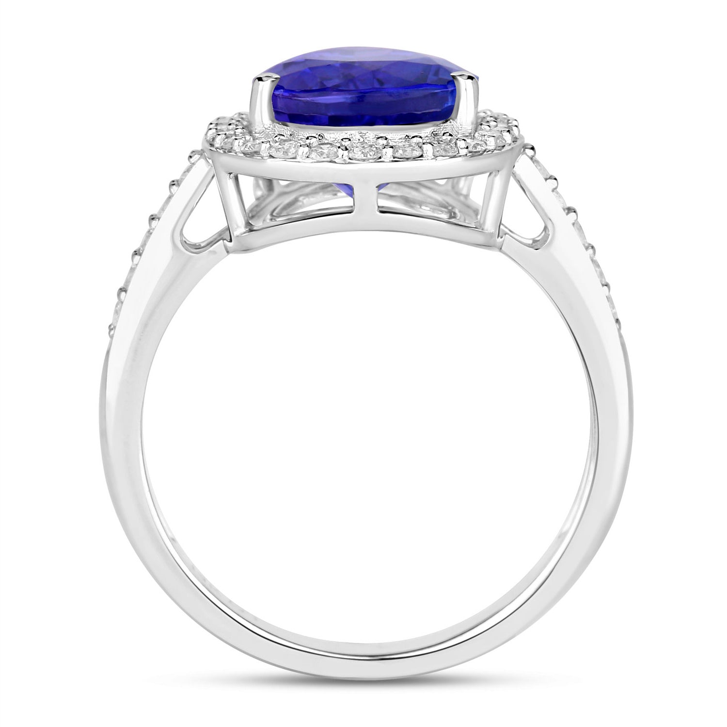 Tanzanite Ring Diamonds 4.42 Carats 14K White Gold