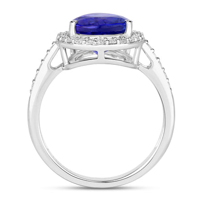 Tanzanite Ring Diamonds 4.42 Carats 14K White Gold