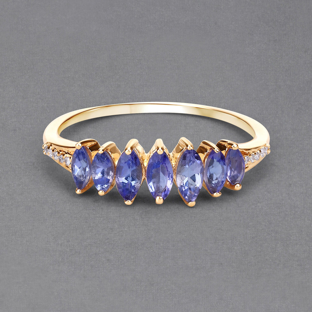 Tanzanite Ring With Diamonds 0.72 Carats 14K Yellow Gold