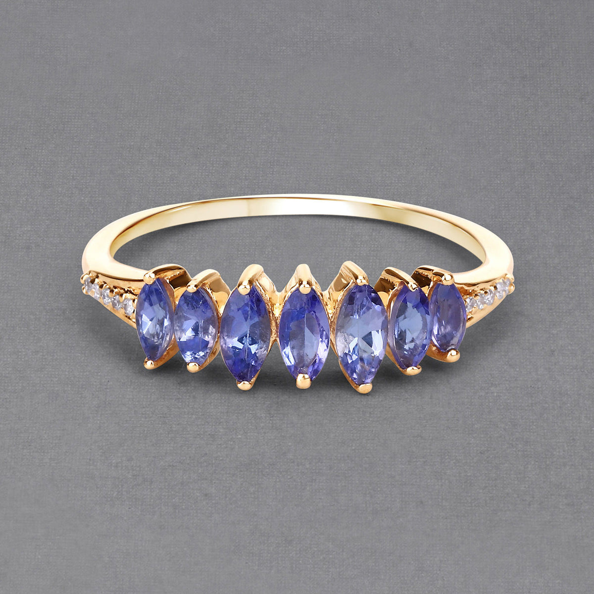 Tanzanite Ring With Diamonds 0.72 Carats 14K Yellow Gold