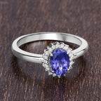 Tanzanite Ring With Diamonds 0.84 Carats 14K White Gold